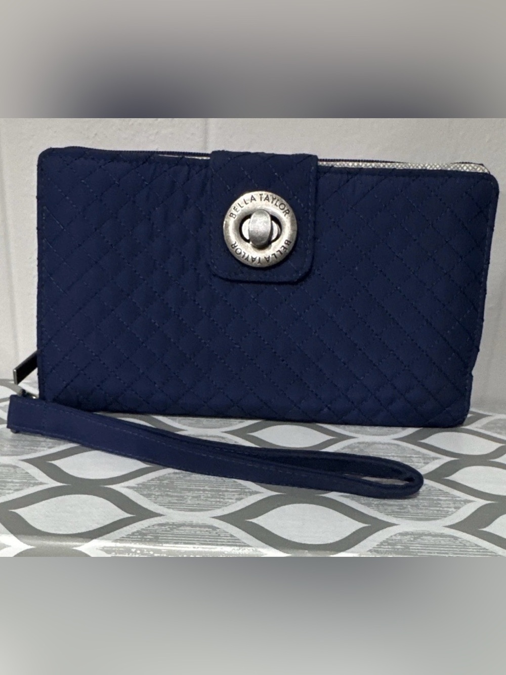 Bella Taylor Quilted Navy Wristlet Clutch